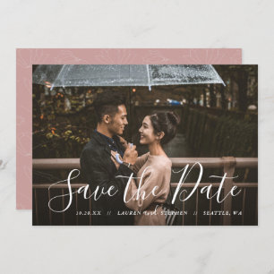 Stilvolle Skript-Foto-Overlay Save the Date Einlad Einladung