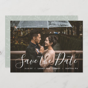 Stilvolle Skript-Foto-Overlay Save the Date Einlad Einladung