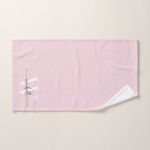 Stilvolle Skripte Moderner Blush Pink Monogram Nam Handtuch