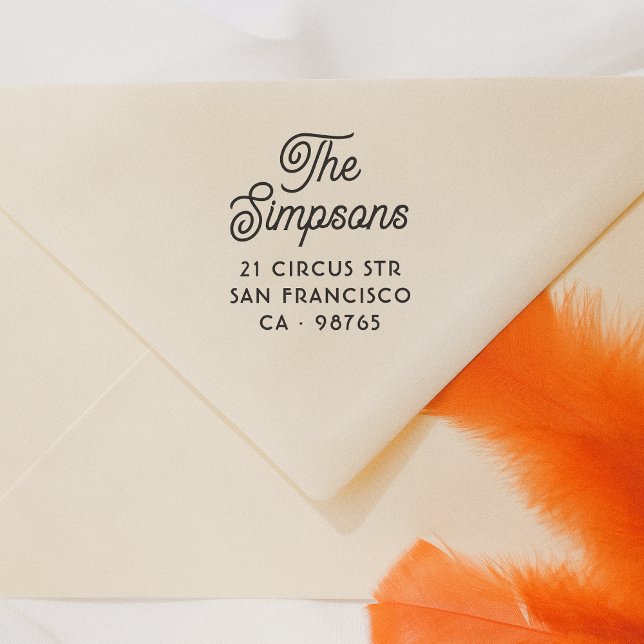 Stilvolle Skriptfamilie Name & Rücksendeadresse Permastempel (Rubber Stamp Mock-up)