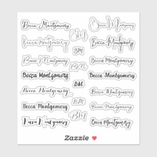 Stilvolle Skriptnamen und Initialen Aufkleber