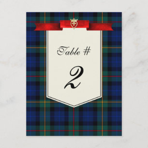 Stilvolle Smith-Tartan-Hochzeitstisch-Nummerierung Einladung