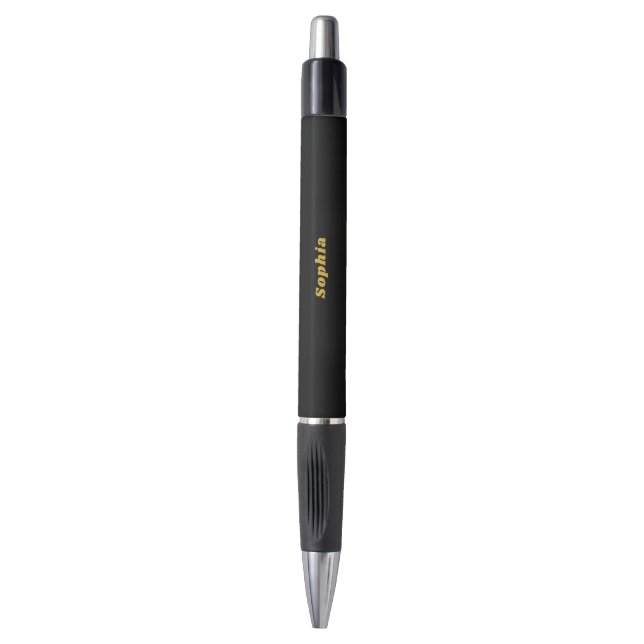 Stilvolle Solid Black Emmy Pen mit Individuelle Na Kugelschreiber (Vorderseite Vertikal)