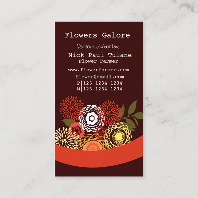 Stilvolle Sommer Floral Blume Florist Visitenkarte (Vorderseite)