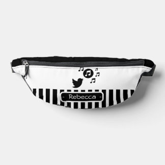 Stilvolle Songbird Schwarz-weiße Personalisierte S Bauchtasche