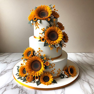 STILVOLLE SONNENBLUMEN-GEBURTSTAGS-TORTE KARTE