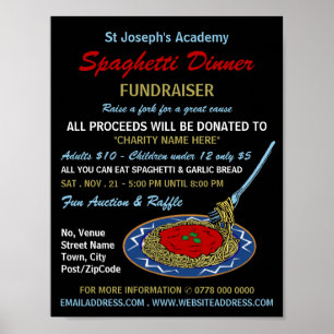 Stilvolle Spaghetti Dinner Fundraiser Veranstaltun Poster