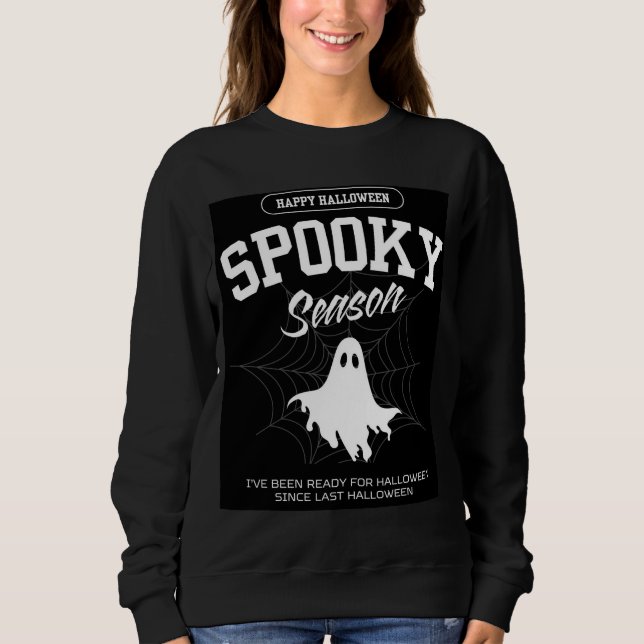 Stilvolle Spooky Ghost Halloween Frauen Sweatshirt (Vorderseite)