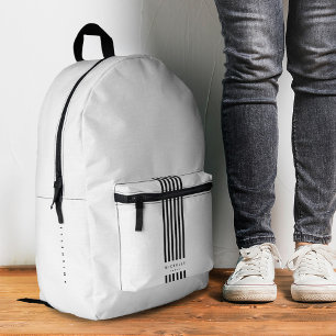 Stilvolle Sporty Minimalistisch Neutral Black Stri Bedruckter Rucksack