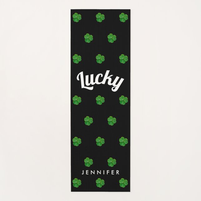 Stilvolle St. Patricks Day Black Green Lucky Clove Yogamatte (Vorderseite)