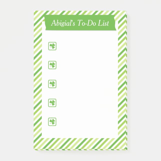 Stilvolle St. Patrick's Day To Do List Post-it Klebezettel (Vorderseite)