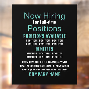 Stilvolle Stellenausschreibung Fensteraufkleber