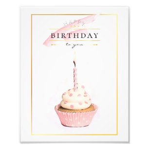 Stilvolle Stifte Kunst Rosa Geburtstag Cupcake Fotodruck