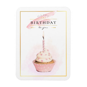 Stilvolle Stifte Kunst Rosa Geburtstag Cupcake Magnet