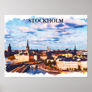 Stilvolle Stockholm Schweden Panorama City View Poster