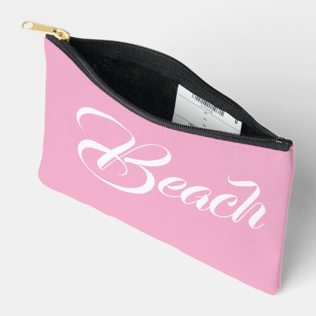 Stilvolle Strandtextur Markierung Soft Pink Zubehörtasche (Offen)