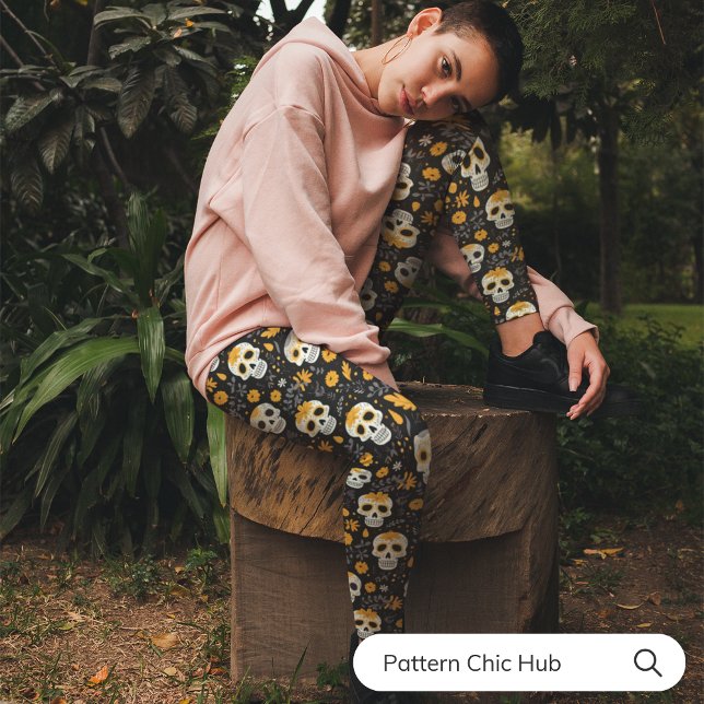 Stilvolle Sugar Skull Lässige Sportyoga Capri Leggings (Von Creator hochgeladen)