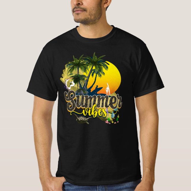 Stilvolle Summer Beach Vibes T-Shirt (Vorderseite)