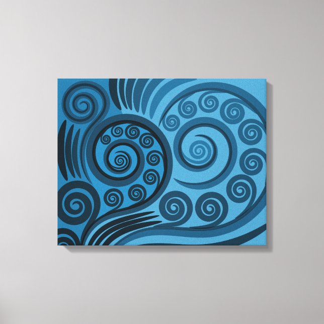 Stilvolle Summer-Blue Fern Frond Curls Canvas Prin Leinwanddruck (Vorderseite)