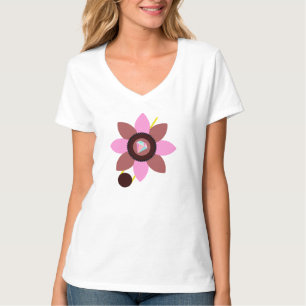 Stilvolle Summer Women's Pink Brown Blume Kleidung T-Shirt
