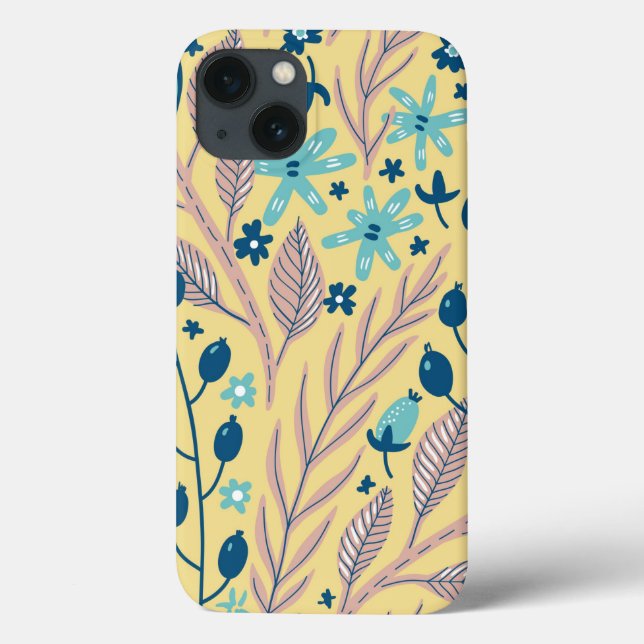 Stilvolle Surreal Foliage Pink Blue auf Beige Tren Case-Mate iPhone Hülle (Rückseite)