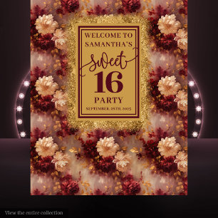 Stilvolle Sweet 16 Blush Burgundy Gold Tapestry Wandteppich