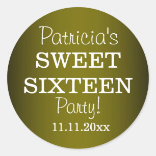 Stilvolle Sweet 16 Party Stickers : Metallic Green