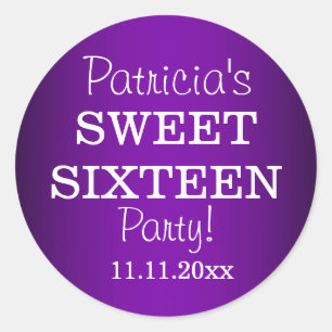 Stilvolle Sweet 16 Party Stickers : Metallic Lila