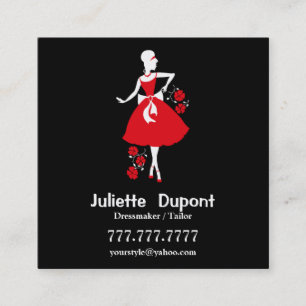 Stilvolle Tailor Dressmaker schwarz Quadratische Visitenkarte