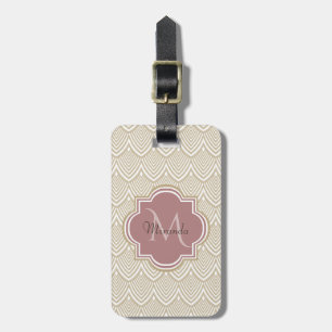 Stilvolle Tan Arched Scallops Mauve Monogram Name Gepäckanhänger