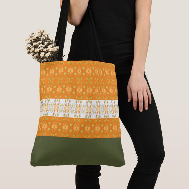 Stilvolle Tasche in Grün und Orange (Von Nahem)
