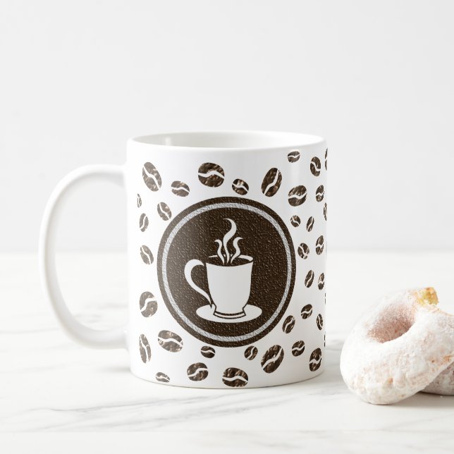 Stilvolle Tasse für Steaming Cup und Coffee Boans (Mit Donut)