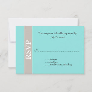 Stilvolle Taupe und Aqua Blue Wedding RSVP Card