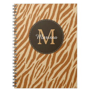 Stilvolle Tawny Brown Zebra Print Monogram und Nam Notizblock