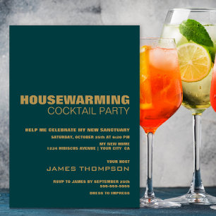 Stilvolle Teal-Housewarming-Cocktailparty Einladung