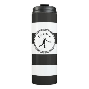 Stilvolle Tennis Girl Black & White Player Thermosbecher