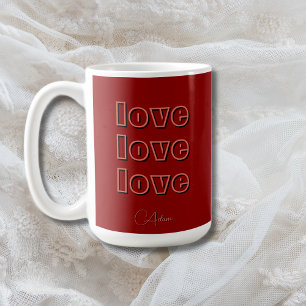 Stilvolle Terracotta Clean 3 x Liebe   Rotes Velve Kaffeetasse