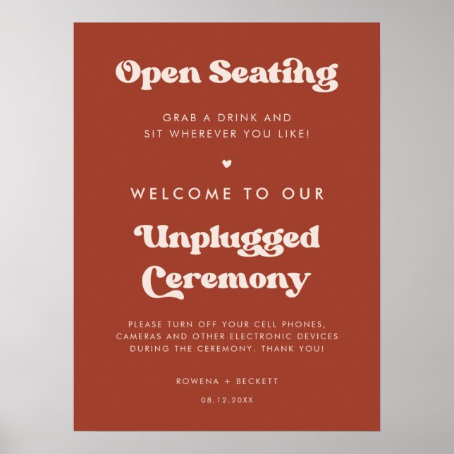 Stilvolle Terracotta Open-Sitze Unplugged Zeremoni Poster (Vorne)
