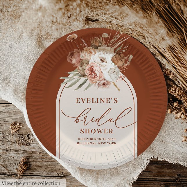 Stilvolle Terracotta Pampas Grass Boho Paper Telle Pappteller (Stylish Terracotta Pampas Grass Boho Paper Plates)