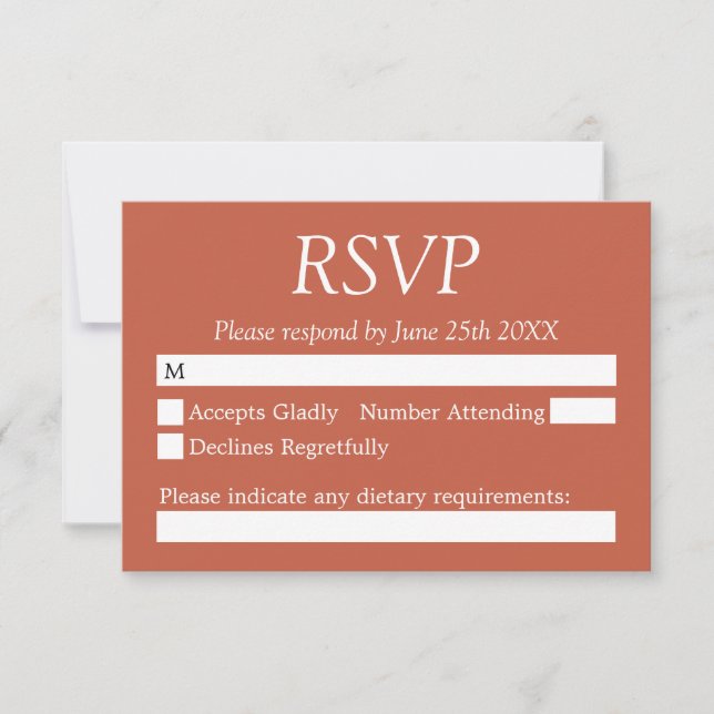 Stilvolle Terracotta Wedding RSVP Card (Vorderseite)