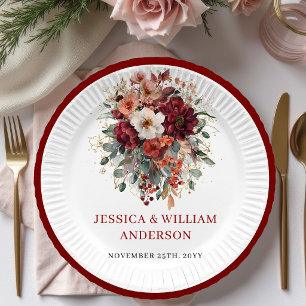 Stilvolle Terrakotta-Herbst-Hochzeitspapierplatten Pappteller