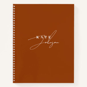 Stilvolle Terrakotta-Signatur-Schrift-Monogramm Notizbuch