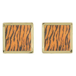 Stilvolle Tiger-Streifen Manschettenknöpfe Gold