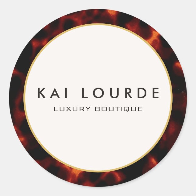 Stilvolle Tortoiseshell Chic Luxury Runder Aufkleber (Vorderseite)