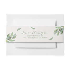 Stilvolle toskanische Aquarell Olive Blätter Zweig Einladungsbanderole