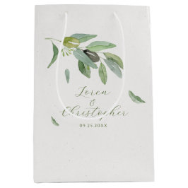 Stilvolle toskanische Aquarell Olive Blätter Zweig Mittlere Geschenktüte