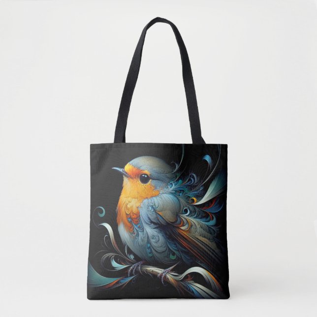 Stilvolle Tote Bag, Medium Robin Bird Print (Vorderseite)