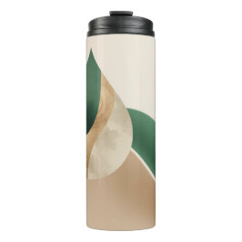 Stilvolle Tränenwelle Beige und Grün Thermosbecher