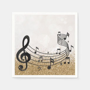 Stilvolle Treble Clef Musical Note Black GoldGlitt Serviette
