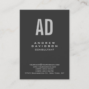 Stilvolle, trendige Gray Monogram Schlichte Visite Visitenkarte